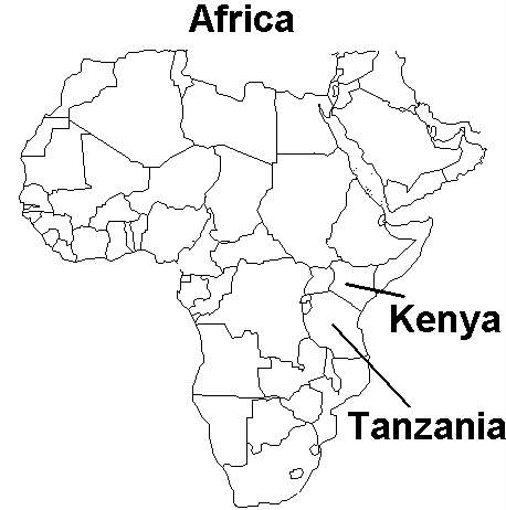 Landkarte von Afrika. Map of Africa.